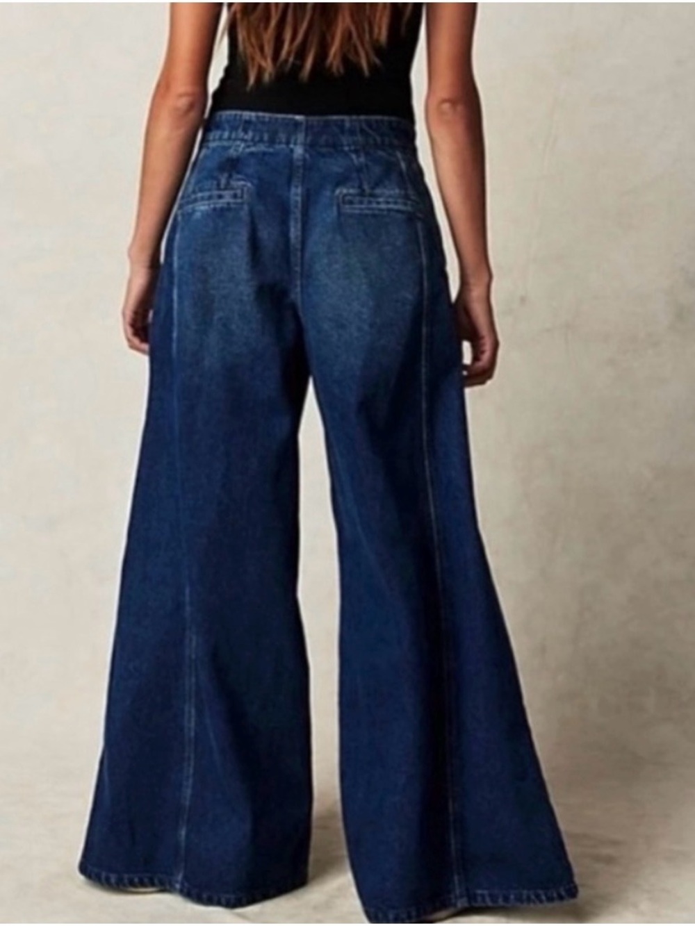 We the Free x Free People Time Warp Wide Leg Jeans Size 32 Button Detail - Picture 2 of 10